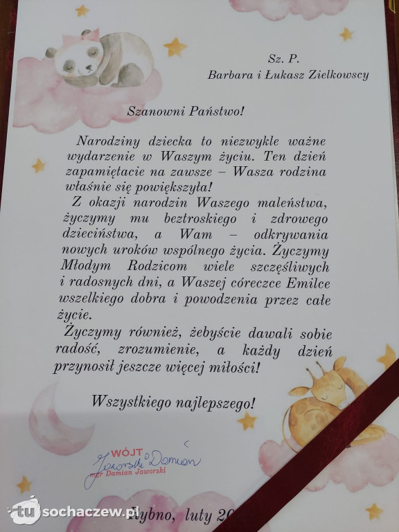 Gmina Rybno wita najmłodszych mieszkańców