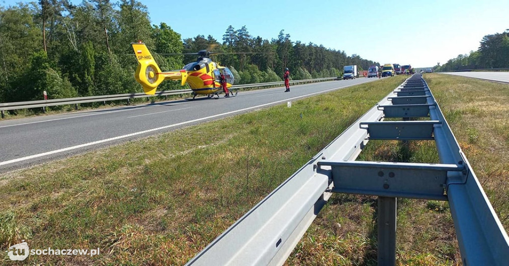 Dwa wypadki na autostradzie A2