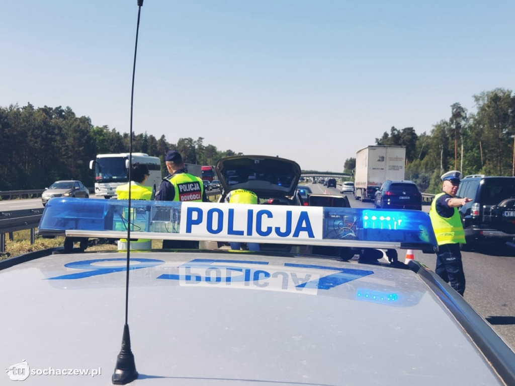 Dwa wypadki na autostradzie A2
