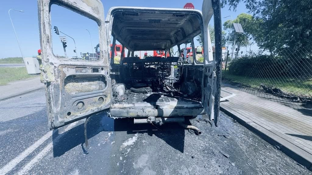 Pożar busa w Topołowej