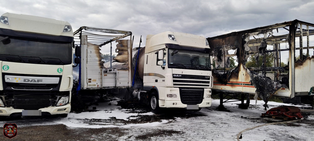 Pożar ciężarówek w gminie Rybno
