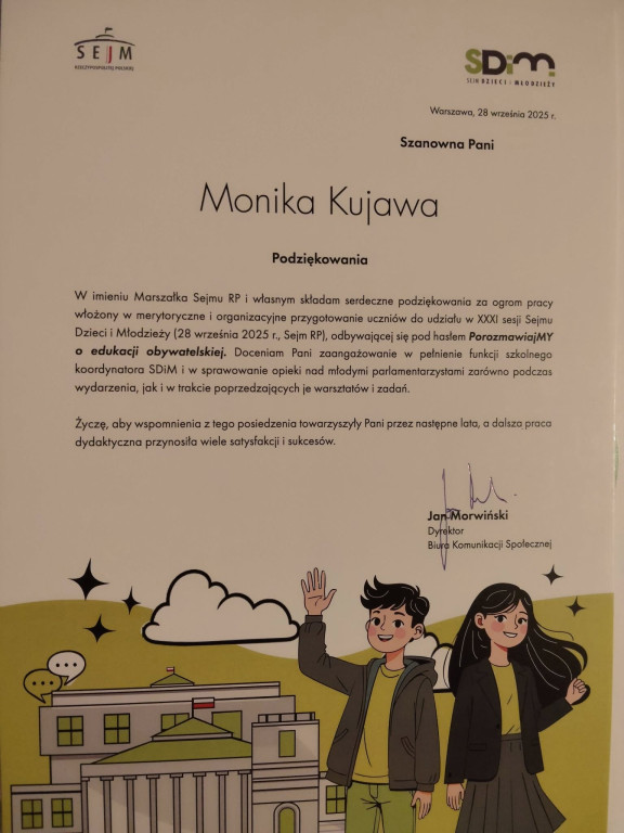 Uczniowie z Iłowa na sesji Sejmu Dzieci i Młodzieży