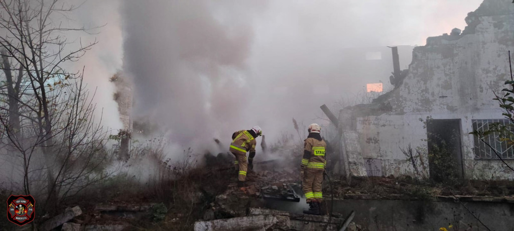 Pożar pustostanu w Młodzieszynie