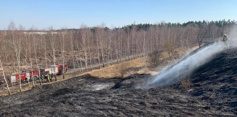 Pożar traw na terenie starego składowiska odpadów w Teresinie