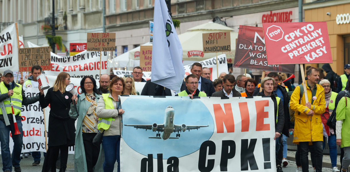 Protest przeciw CPK w Warszawie, byli tam też nasi mieszkańcy