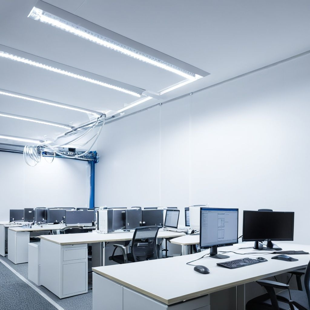 Termolight biuro z biurkami i komputerami