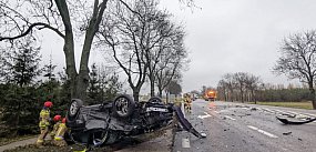 Zderzenie dwóch samochodów na DK 92