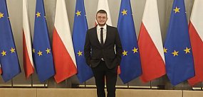 Uczeń ZSCKP na spotkaniu z premierem i ministrą