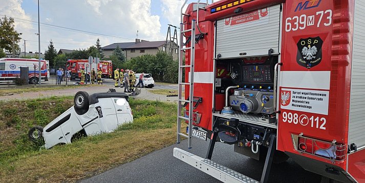 Wypadek w Elżbietowie, dwie osoby poszkodowane
