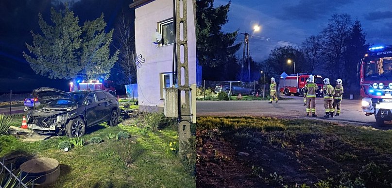 Szymanów: autem w płot, garaż i dom [FOTO]