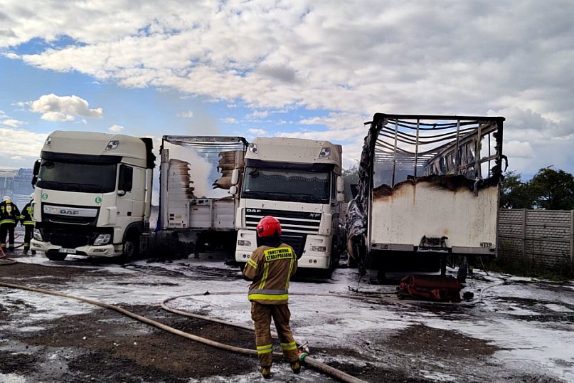 Pożar ciężarówek w gminie Rybno