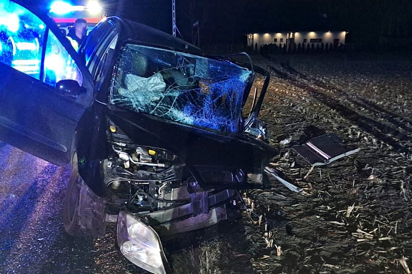 Czołówka w Adamowej Górze, dwie osoby w szpitalu