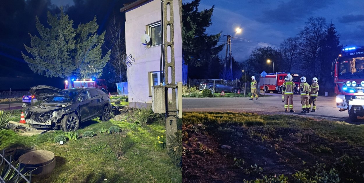 Szymanów: autem w płot, garaż i dom [FOTO]